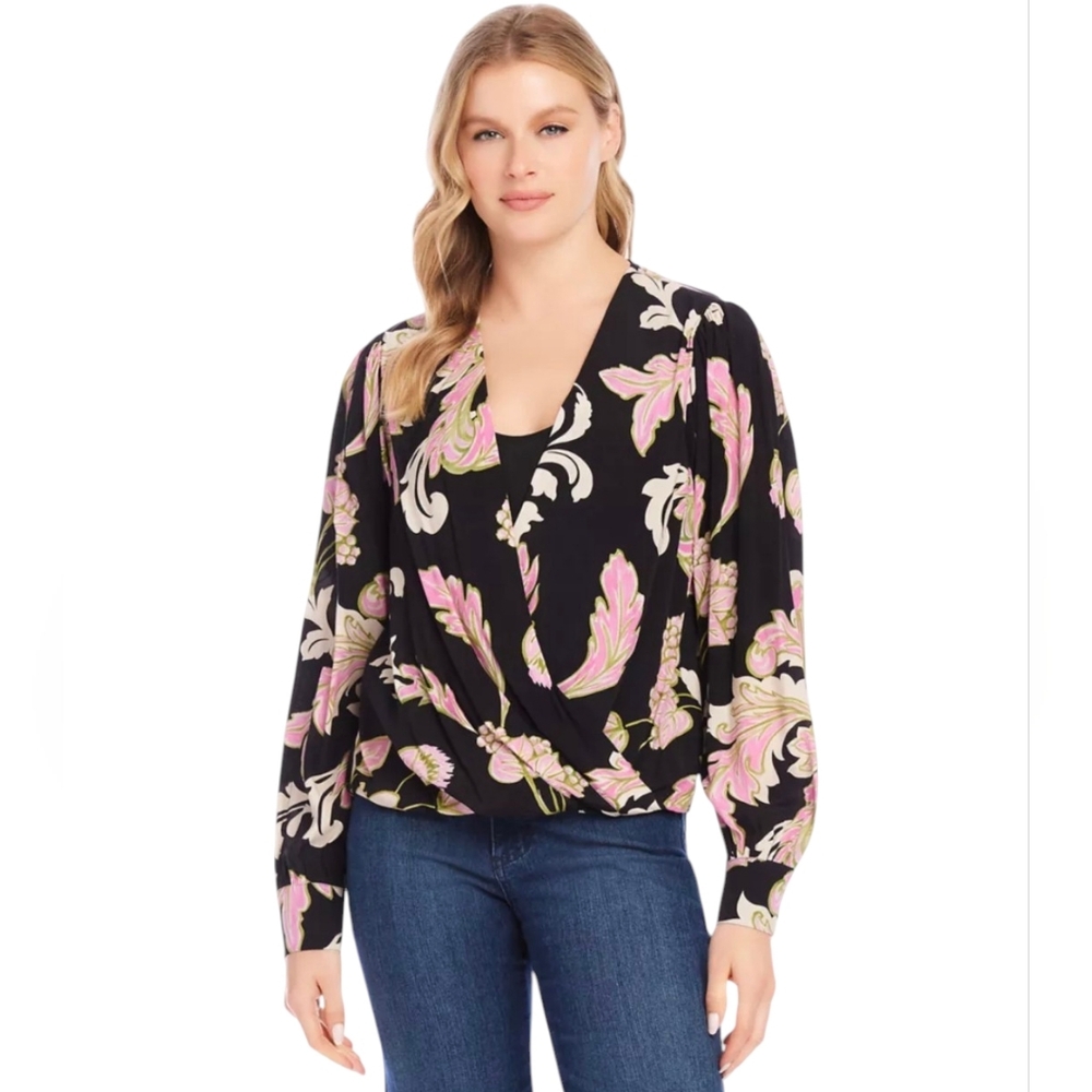 Karen Kane Womens Shirt Blouse Top Floral Cottagecore Dainty Fairy Plus Sz 3X